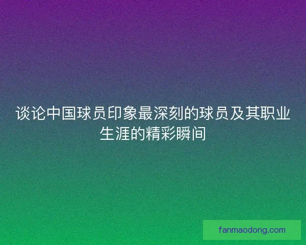 谈论中国球员印象最深刻的球员及其职业生涯的精彩瞬间