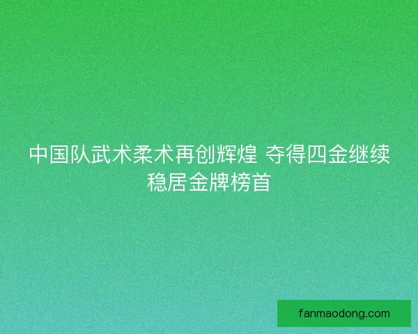 中国队武术柔术再创辉煌 夺得四金继续稳居金牌榜首