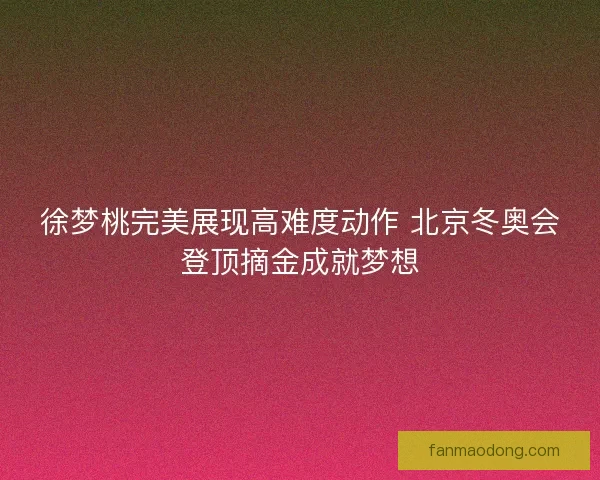 徐梦桃完美展现高难度动作 北京冬奥会登顶摘金成就梦想