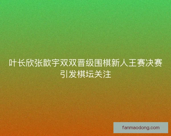 叶长欣张歆宇双双晋级围棋新人王赛决赛引发棋坛关注